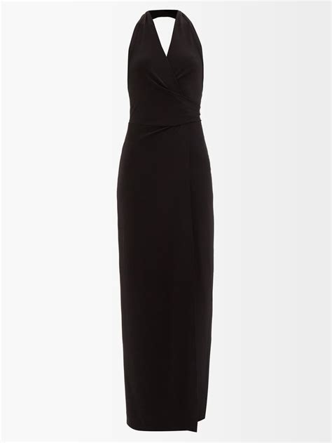 Black Halterneck Wrap Jersey Maxi Dress Norma Kamali Matchesfashion Us