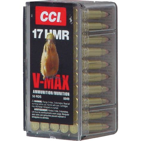 Cci V Max 17 Hmr 17 Gr Poly Tip 50 Rounds Rimfire Ammunition