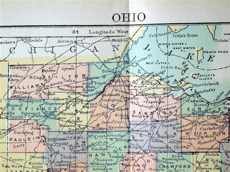 1890s Antique Map Of Ohio With Insets Of By Bananastrudel On Etsy