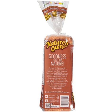 Natures Own 100 Whole Wheat Bread 20 Oz From Mollie Stones Markets