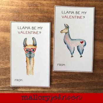 Bring loved ones together to celebrate your baby's first birthday with a free or premium invitation. LLAMA Valentine's Day Cards by Mallory Johnson | TpT