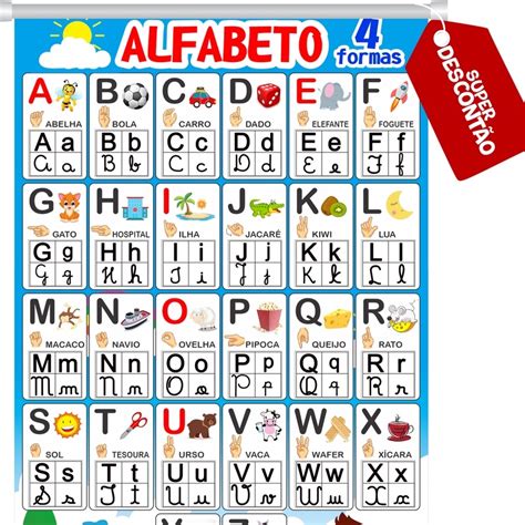 Banner Escolar Alfabeto 4 Formas Alfabetização Educação Infantil Recurso Pedagógico Alfabeto