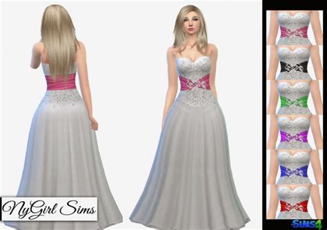 Diamond Encrusted Bow And Feather Formal Dress At Nygirl Sims Sims 4