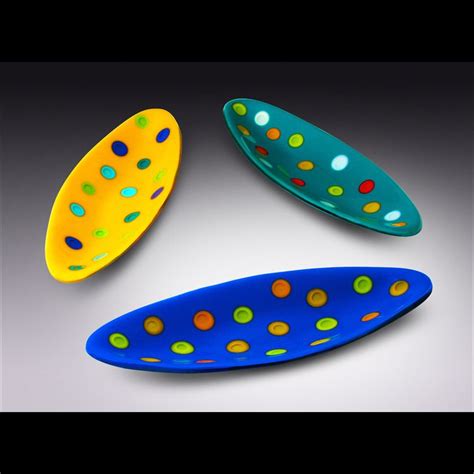 Oval Dot Bowls By A Kiln Glass Artist Larry Pile Aka Kessler Craftsman Fused Glass Art