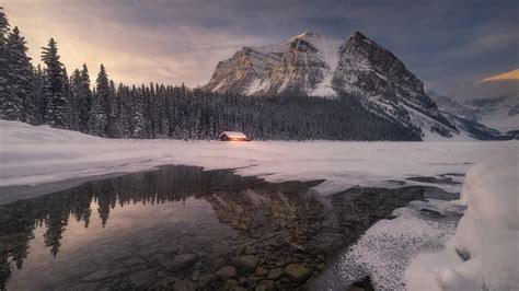 Alberta Banff National Park Canada With Snow Covered Rocky Mountain Hd