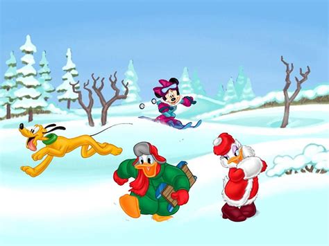 Donald And Daisy In The Snow Christmas Wallpaper Christmas Cartoons