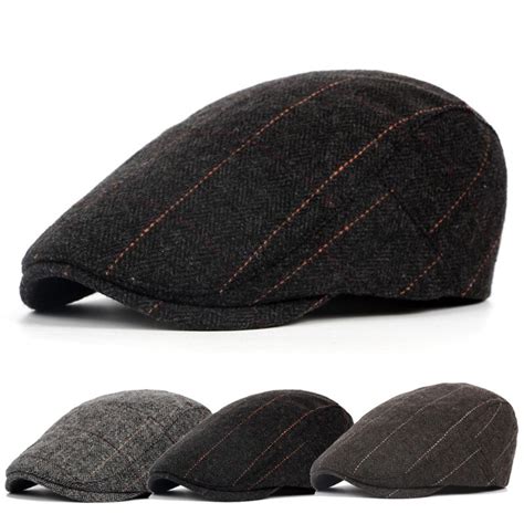 Vintage Autumn Winter Men Newsboy Hat Berets British Western Style Wool