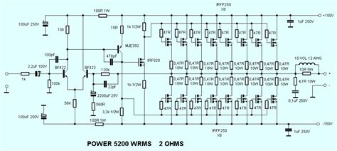 Mosfet Power Amplifier 5200w Irfp250 Amplifier Circuit Design
