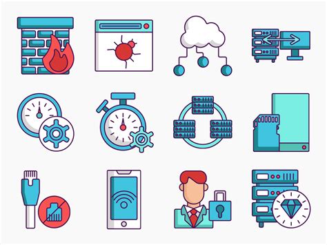 100 Web Hosting Icons Flat Icons