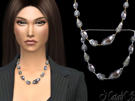 Sims 4 Large Baroque Pearl Medium Necklace By Natalis Best Sims Mods