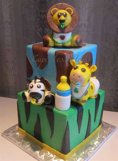 Baby Safari Animals Baby Shower Cake Lion