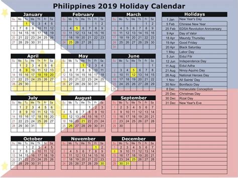Below is our 2021 yearly calendar for philippines with public holidays highlighted in red and today's date covered in holidays in red denotes national holiday. Philippines 2019 Holidays, Blank, Editable Printable ...