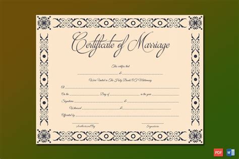 Marriage Certificate Template Microsoft Office Certificate