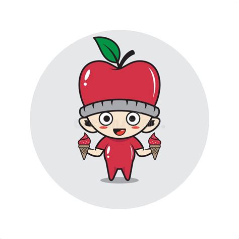 Apple Mascot Character Cute Stock Vector Illustration Of Apple Happy