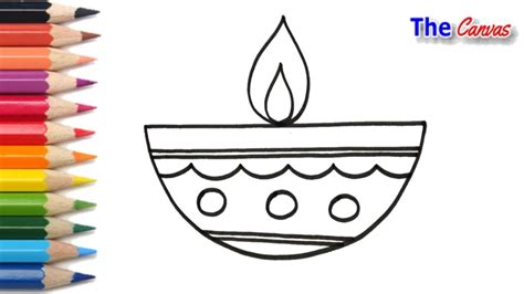 How To Draw Diwali Diyadeepavali Festival Drawing Diya Drawing Chart