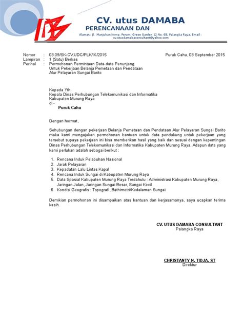 Contoh Surat Permohonan Permintaan Data