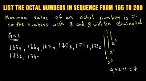 List The Octal Numbers In The Sequence From To YouTube