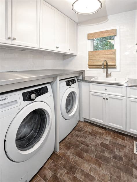 75 Most Popular L Shaped Laundry Room With Stainless Steel Benchtops