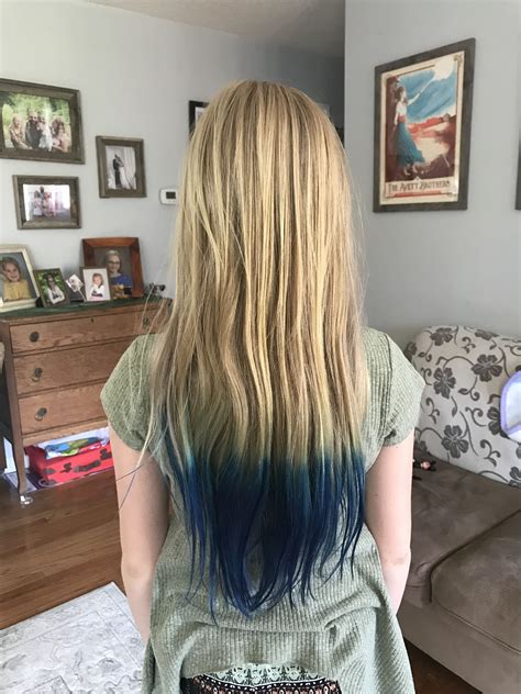 The root shade and the tone throughout the tips. Ravenclaw hair dip | Dipped hair, Long hair styles, Hair