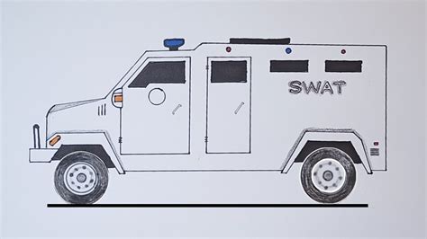 Swat Car Drawing How To Draw Swat Van Drawing Swat Vehicles Easy