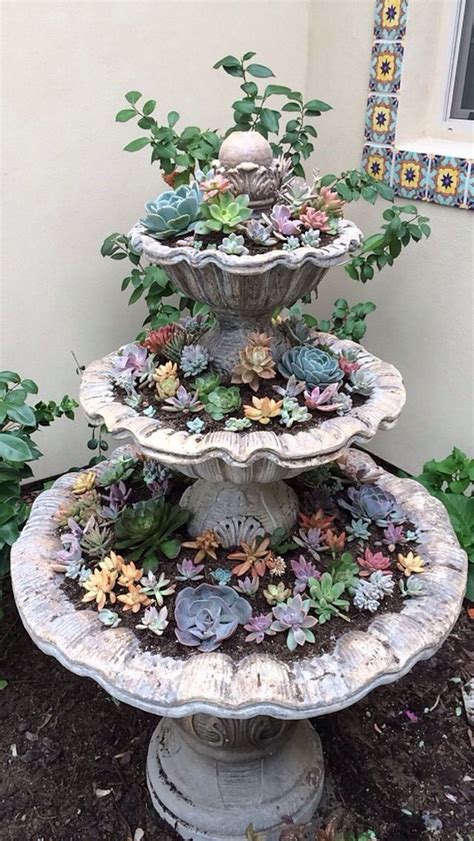 14 Great Ways To Turn Broken Fountains And Bird Baths Into