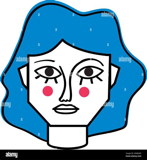 Woman Surreal Face Blue Hair Stock Vector Image And Art Alamy