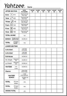 H8 s8 d8, or runs. Free Yahtzee Score Sheets | Yahtzee score sheets, Diy games