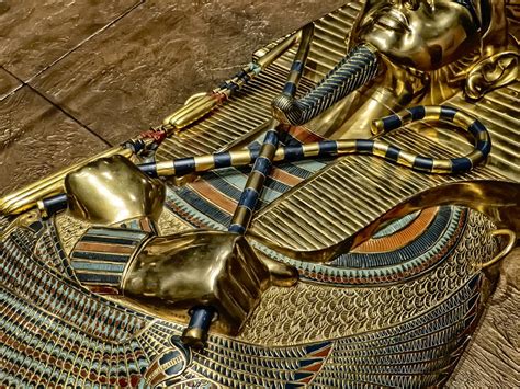 Closeup Of The Crook And Flail On King Tutankhamuns First Inner Coffin