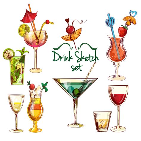 Sketch Cocktail Set 427959 Vector Art at Vecteezy