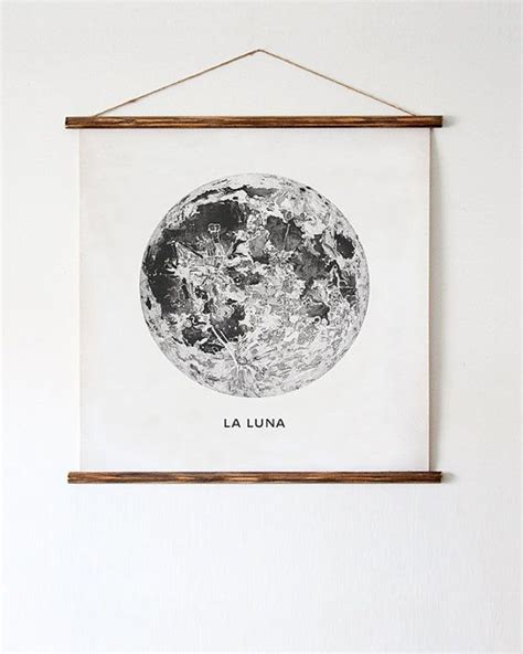 Full Moon Poster La Luna Moon Lunar Moon Vintage Luna Print Solar