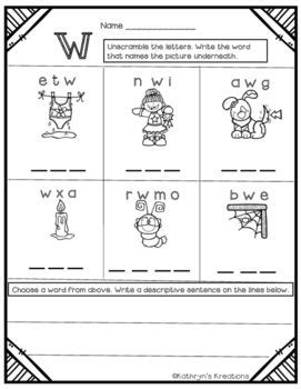 Letter W Unscramble The Word  Letter w, Lettering, Word work activities