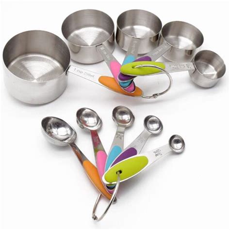 5 Set 10 Set Stainless Steel Silicone Handles Measuring Cups And Spoons