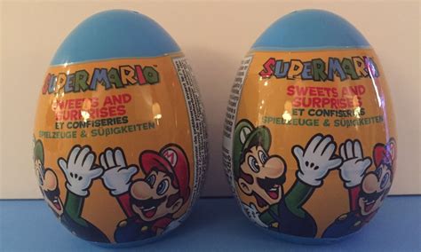 2 Super Mario Brothers Plastic Surprise Eggs With Toy And Candy Inside