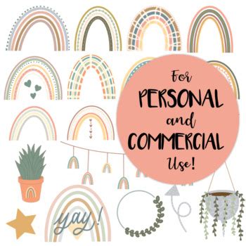 Boho Rainbow Clip Art Set - Neutral and Muted Tones Vol. 2 | Commercial Use