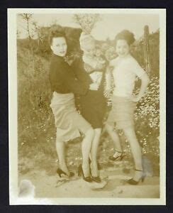 Three Leggy Lesbian Women S Vintage Photo Stockings Garter Heels