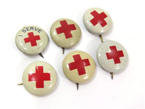 Antique Set Red Cross Pin Back Lapel Pins By Urbanrenewaldesigns