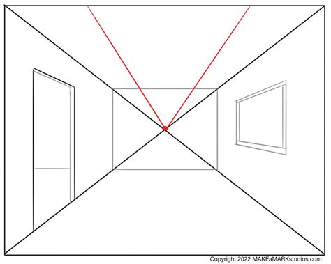 How To Draw A 1 Point Perspective Room Interior Make A Mark Studios