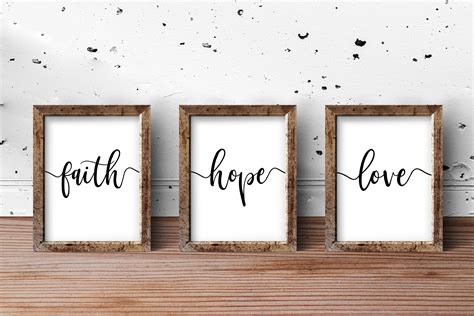 Faith Hope Love Printable Three Word Set Calligraphy Black Etsy