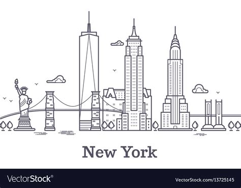 New York Skyline Drawing Outline At Explore