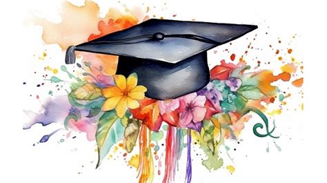 Graduation Cap Watercolor College High School Graduation Clipart