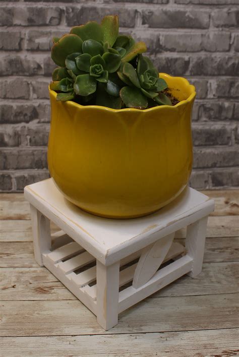 Wooden Flower Pot Base Handmade Wood Plant Base Distressed Etsy