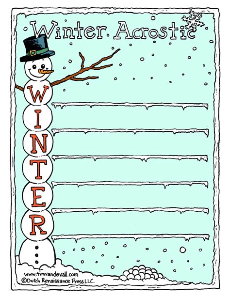 Winter Acrostic Poem Template Tims Printables