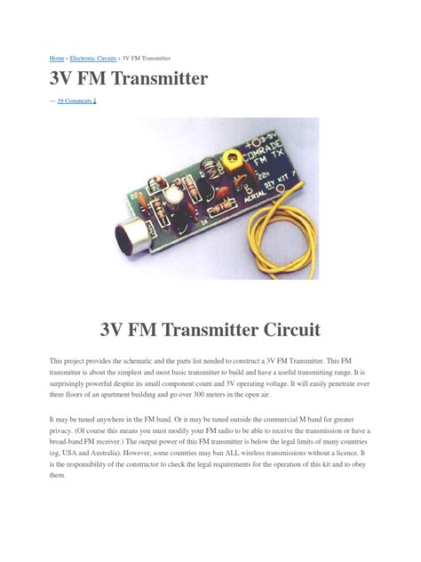 3v Fm Transmitter Capacitor Amplifier