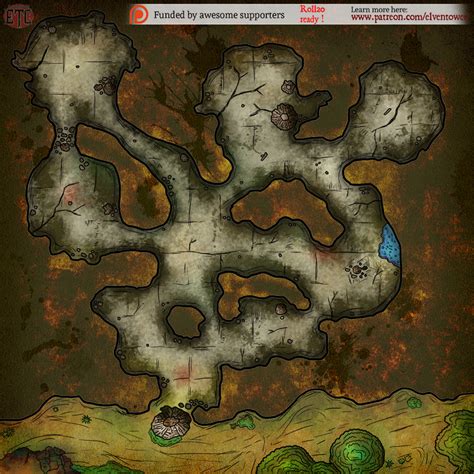 Cave Map Roll20 Ready Oc Rdnd