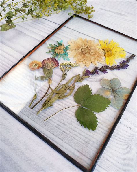 Decor Dried Flower Bouquet Frame Glass For Home Decor Pressed Etsy