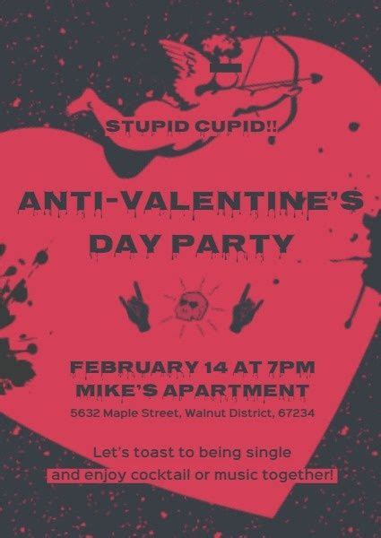 Use Fotors Stupid Cupid Anti Valentines Day Party Invitation Template And Layout To Help You D