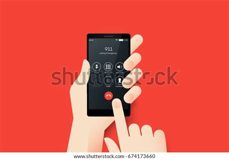 Hand Holding Smartphone Emergency Call 911 Stock Vector Royalty Free