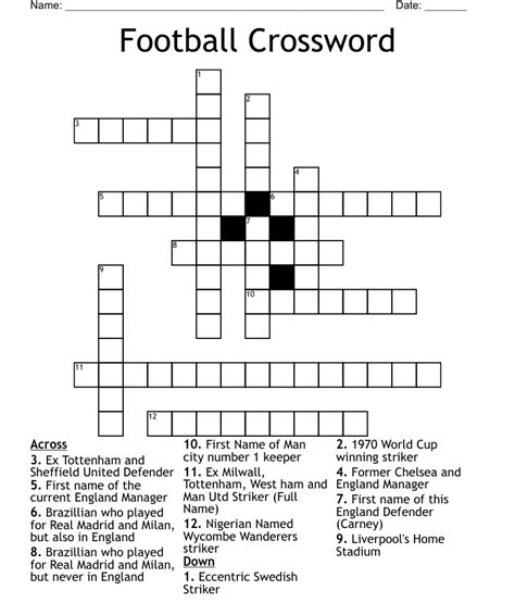 Football Crossword Wordmint