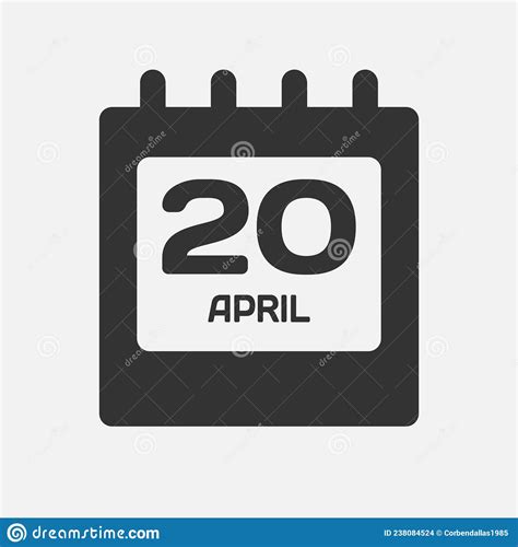 Icon Day Date 20 April Template Calendar Page Stock Vector