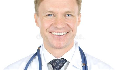 Smiling Doctor Portrait On White Background Stock Photo Image Of